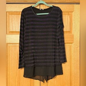 INC International Concepts Black and Purple Long Sleeve Top